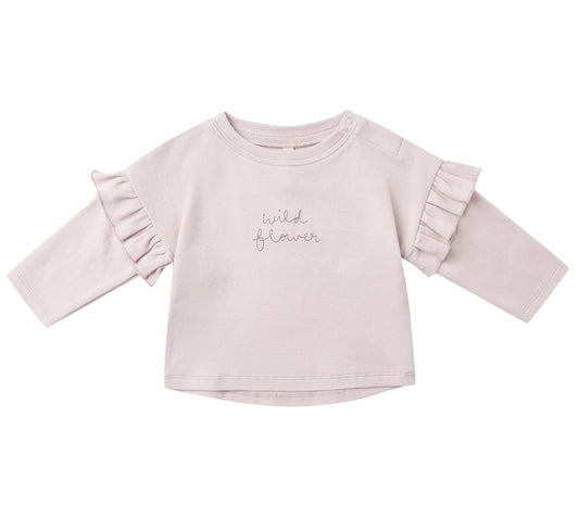 RUFFLE LONG SLEEVE  TEE + DRAWSTRING PANT || WILD FLOWER GARDEN