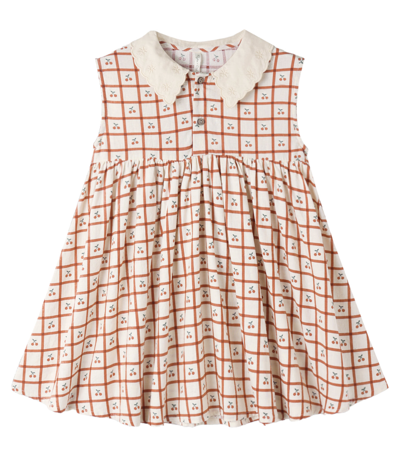 COLLARED BABYDOLL DRESS CHERRY CHECK