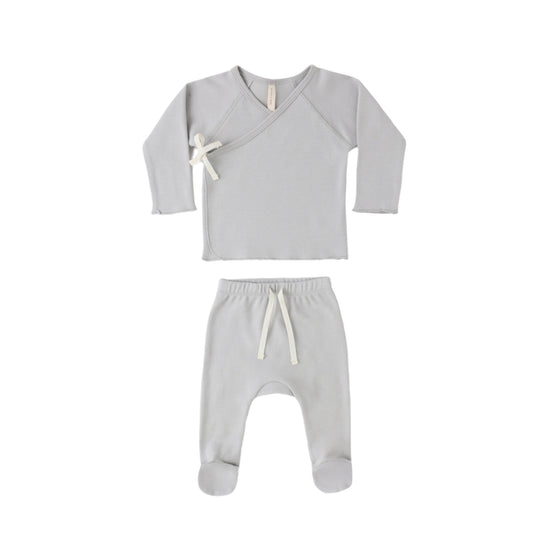 WRAP TOP + FOOTED PANT SET SKY