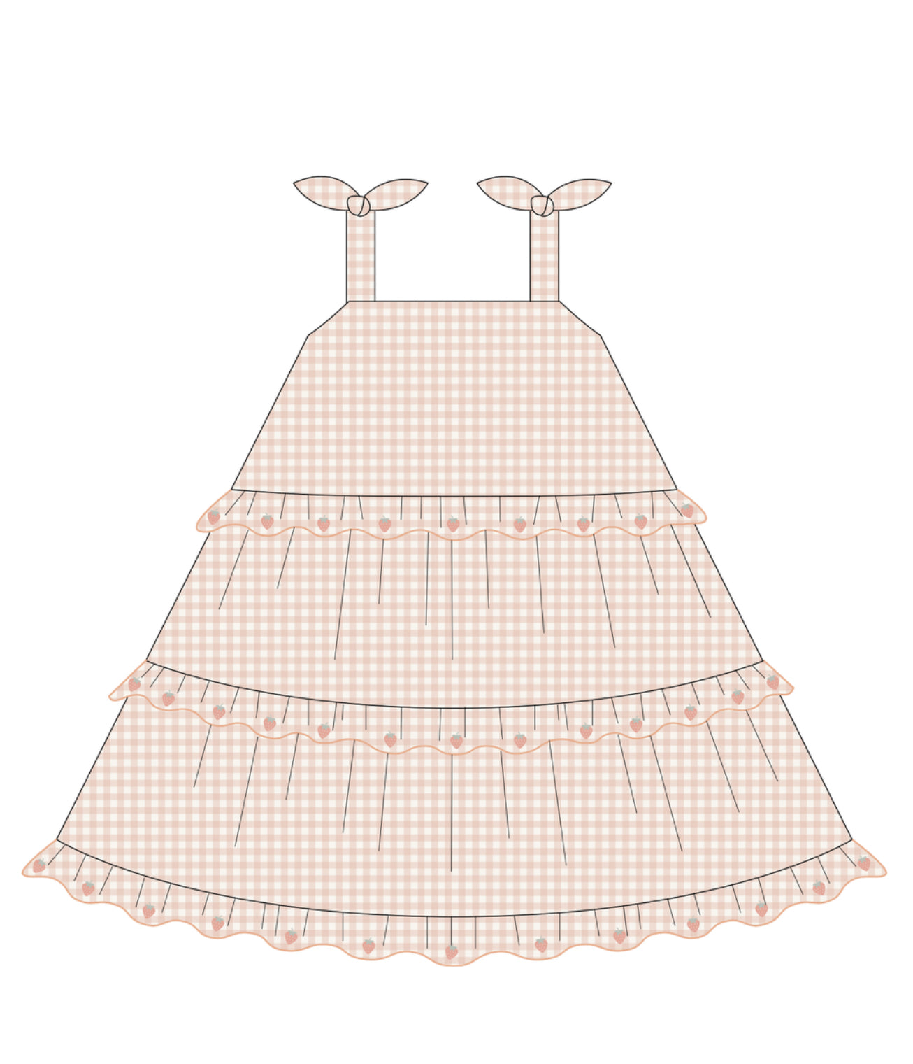 RUFFLED SWING DRESS PETAL GINGHAM