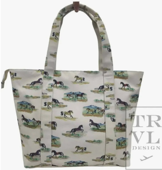 MAXI TOTE - COATED CANVAS Large wild horses