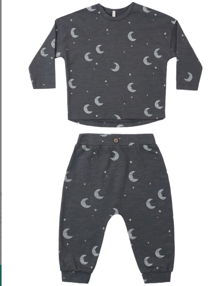 LONG SLEEVE TEE + PANT SET MOONS