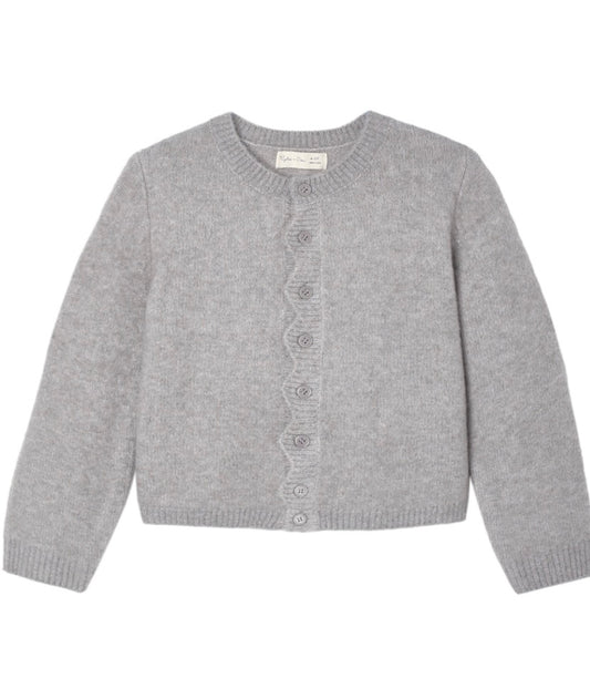 SCALLOP CARDIGAN DUSTY-BLUE