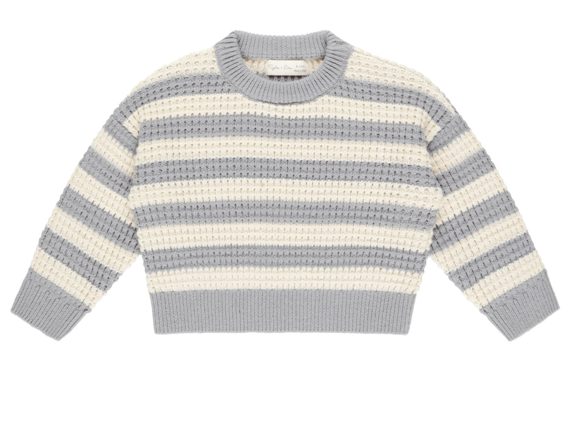 DUSTY BLUE STRIPE ASPEN SWEATER