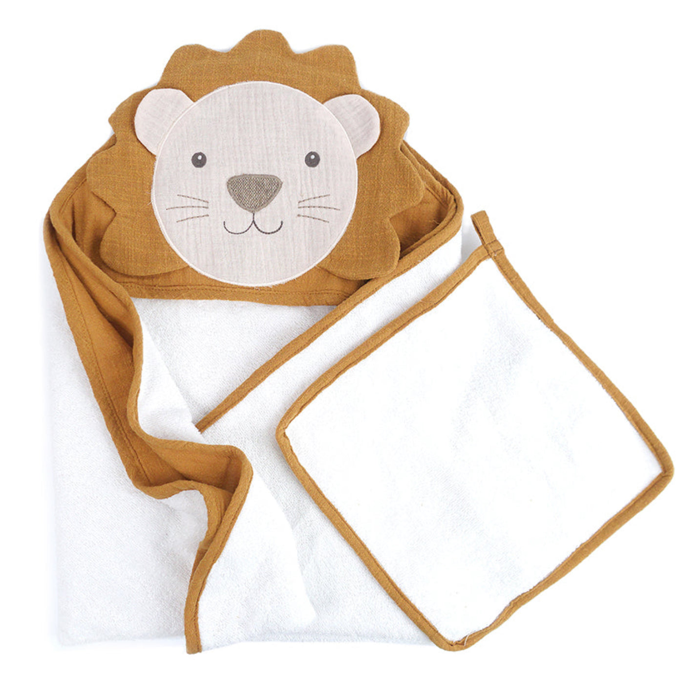 PETIT TOWEL AND WASHCLOTH SET- Lion