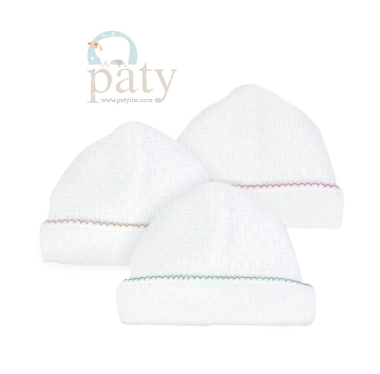 WHITE SAYLOR BEANIE, NO BOW