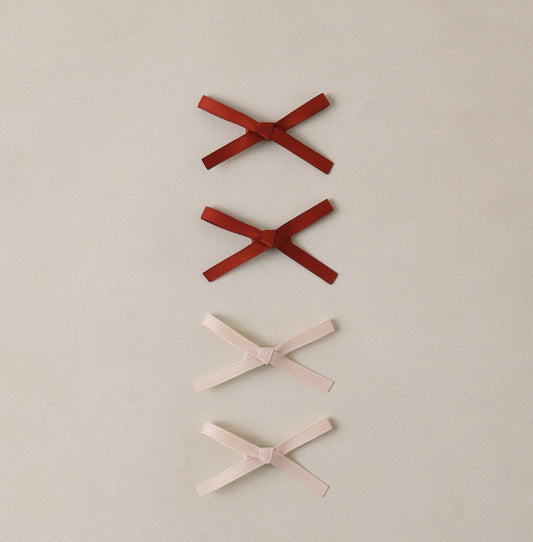 MINI SATIN RIBBON BOWS BLUSH, RED