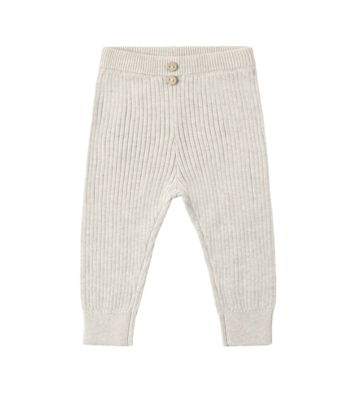 RIB KNIT PEPLUM TOP + LEGGING HEATHERED OATMEAL
