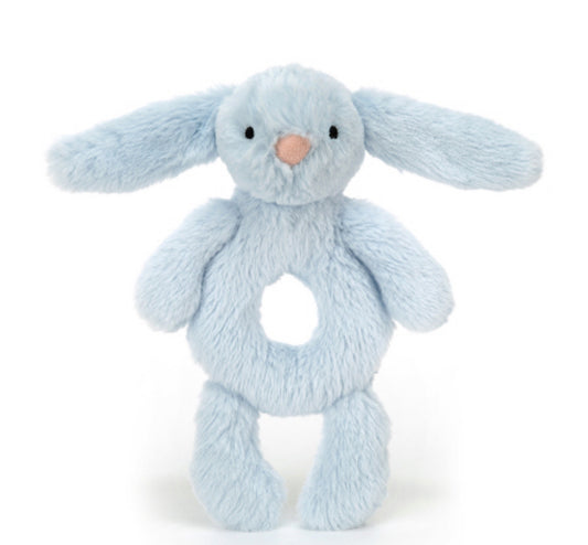 Jellycat Baby Bashful Blue Bunny Ring Rattle  (RECYCLED FIBERS)