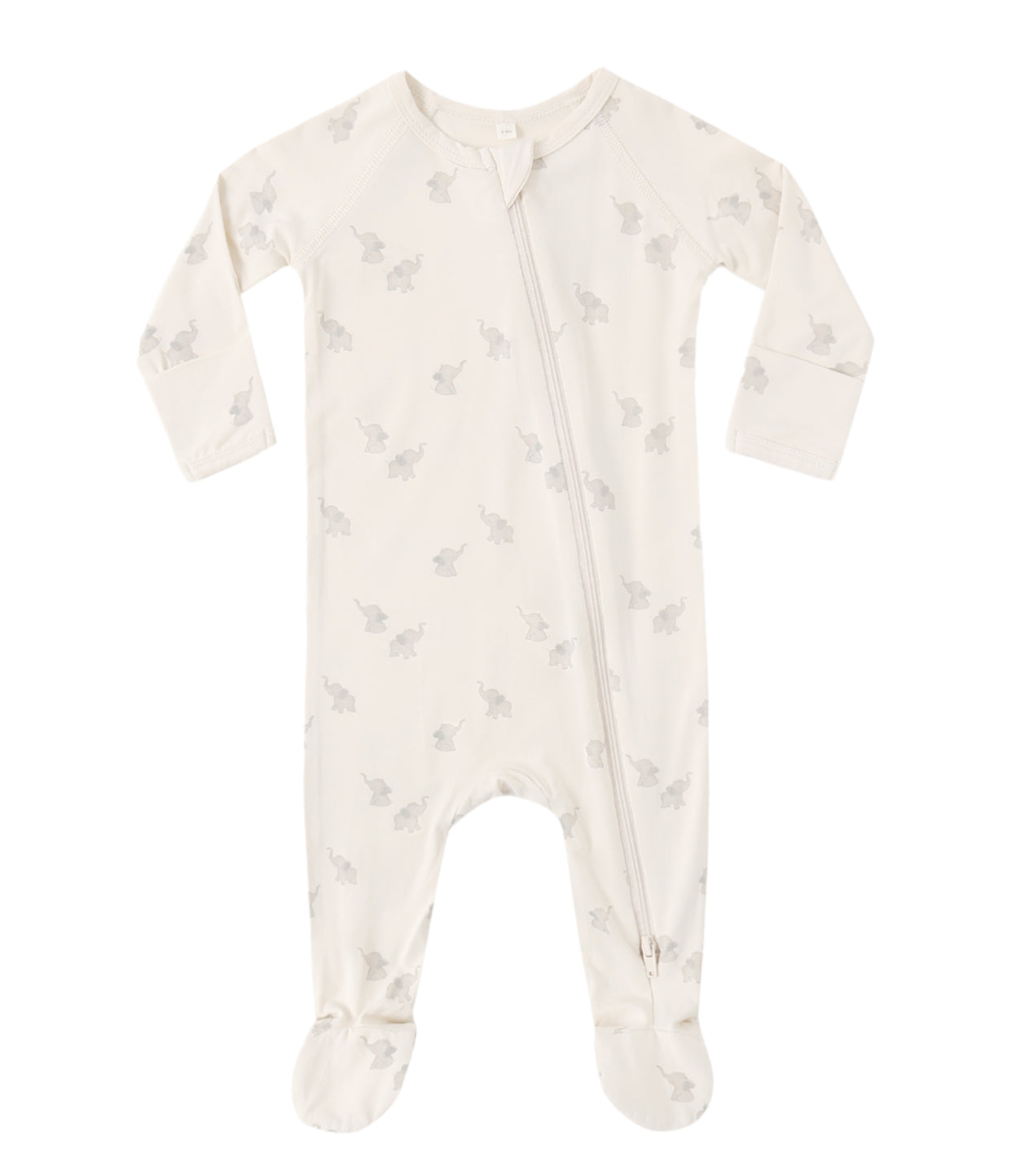 BAMBOO ZIP FOOTIE Elephants