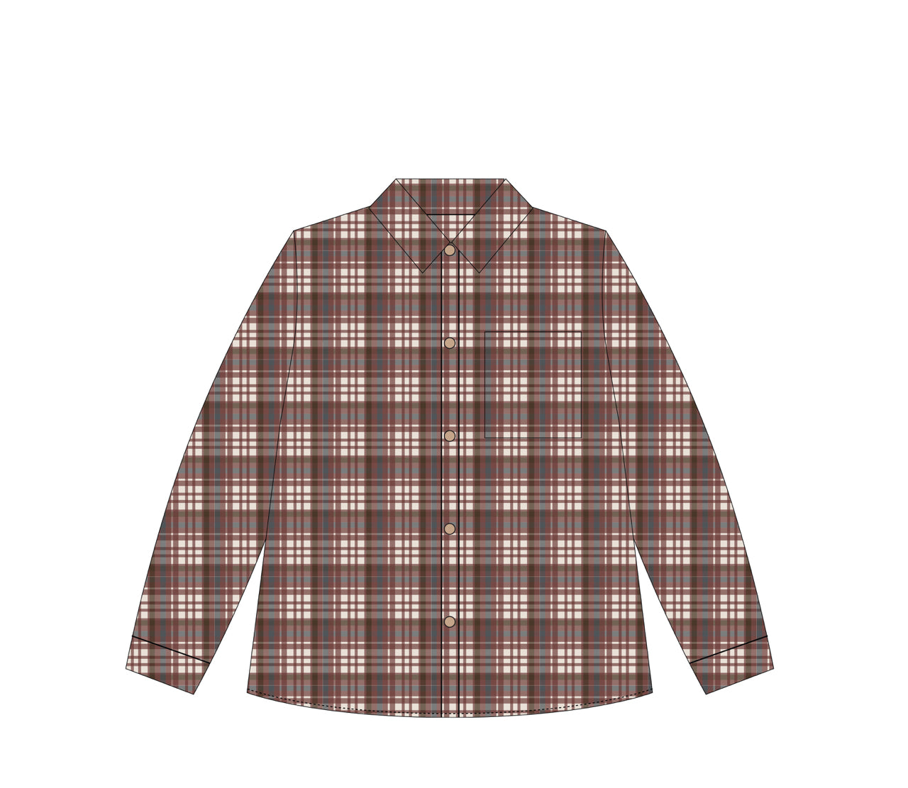 COLLARED LONG SLEEVE SHIRT || BURGUNDY PLAID