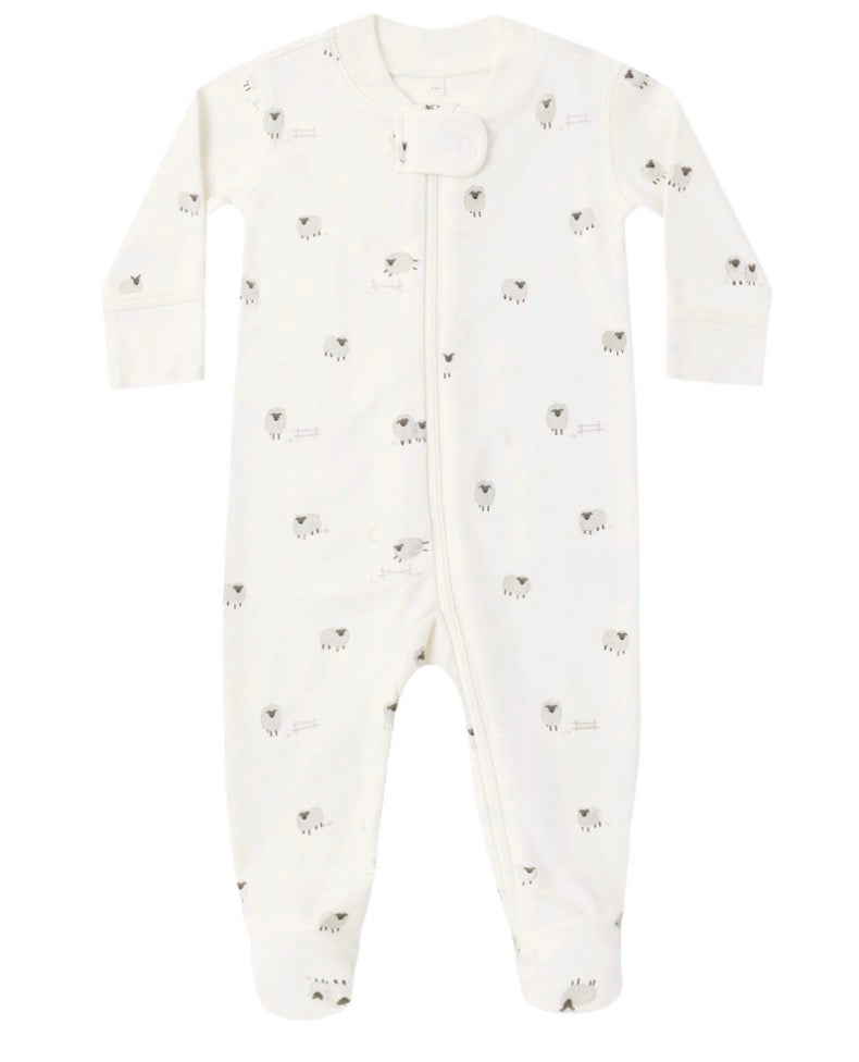 ZIP LONG SLEEVE SLEEPER FOOTIE SHEEP