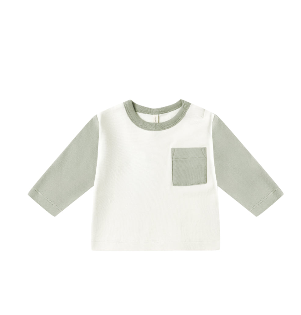 FERN STRIPE LONG SLEEVE RAGLAN TEE FERN + DRAWSTRING PANT