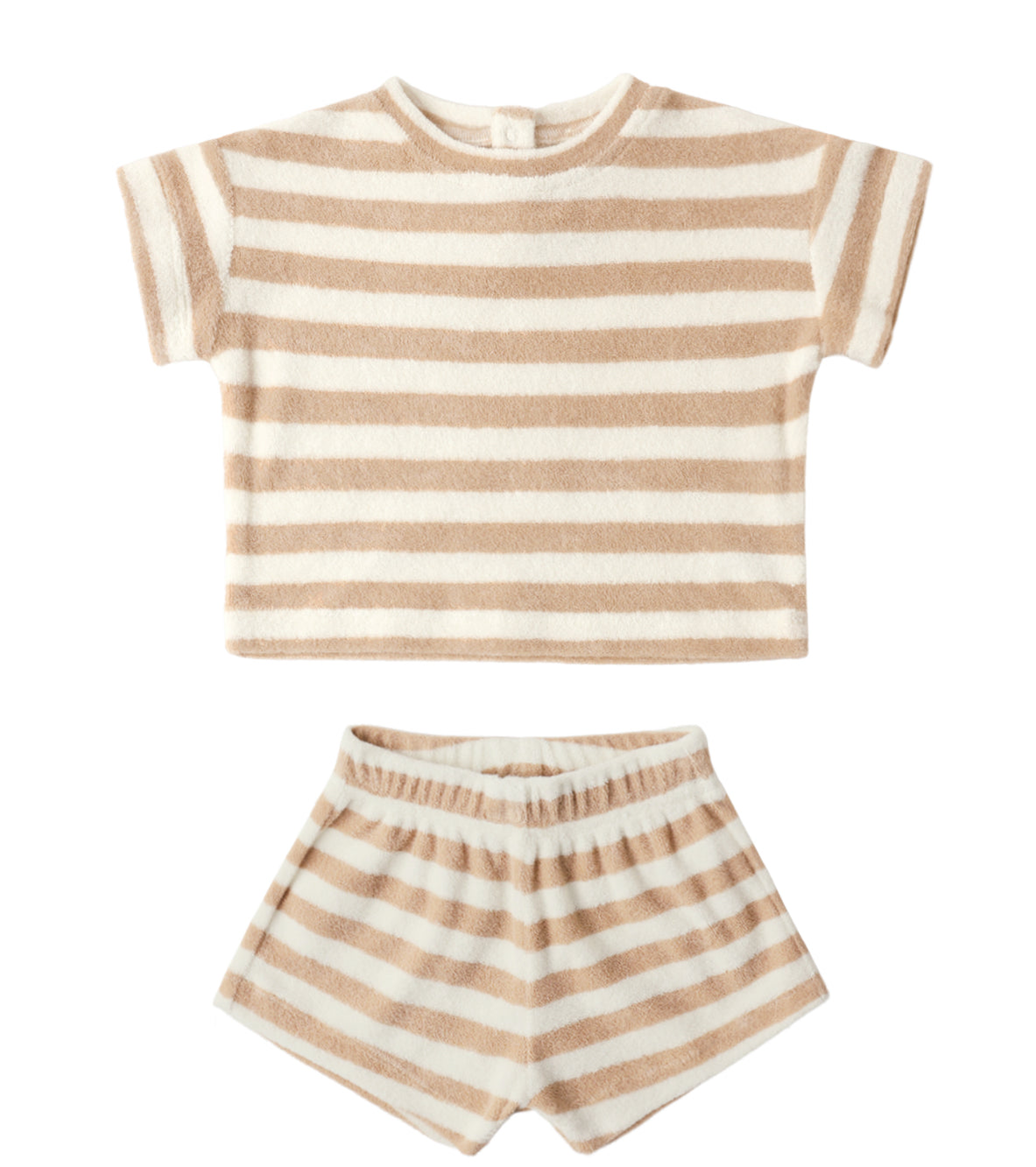TERRY TEE + SHORT SET LATTE STRIPE