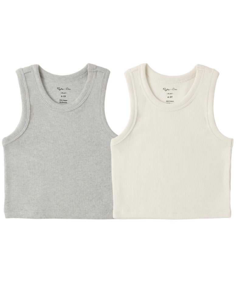 RIBBED TANK SET IVORY, SEAFOAM
