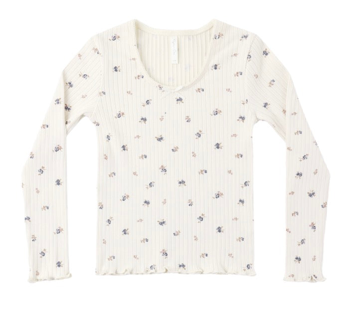 RIBBED LONG SLEEVE NATURAL DITSY