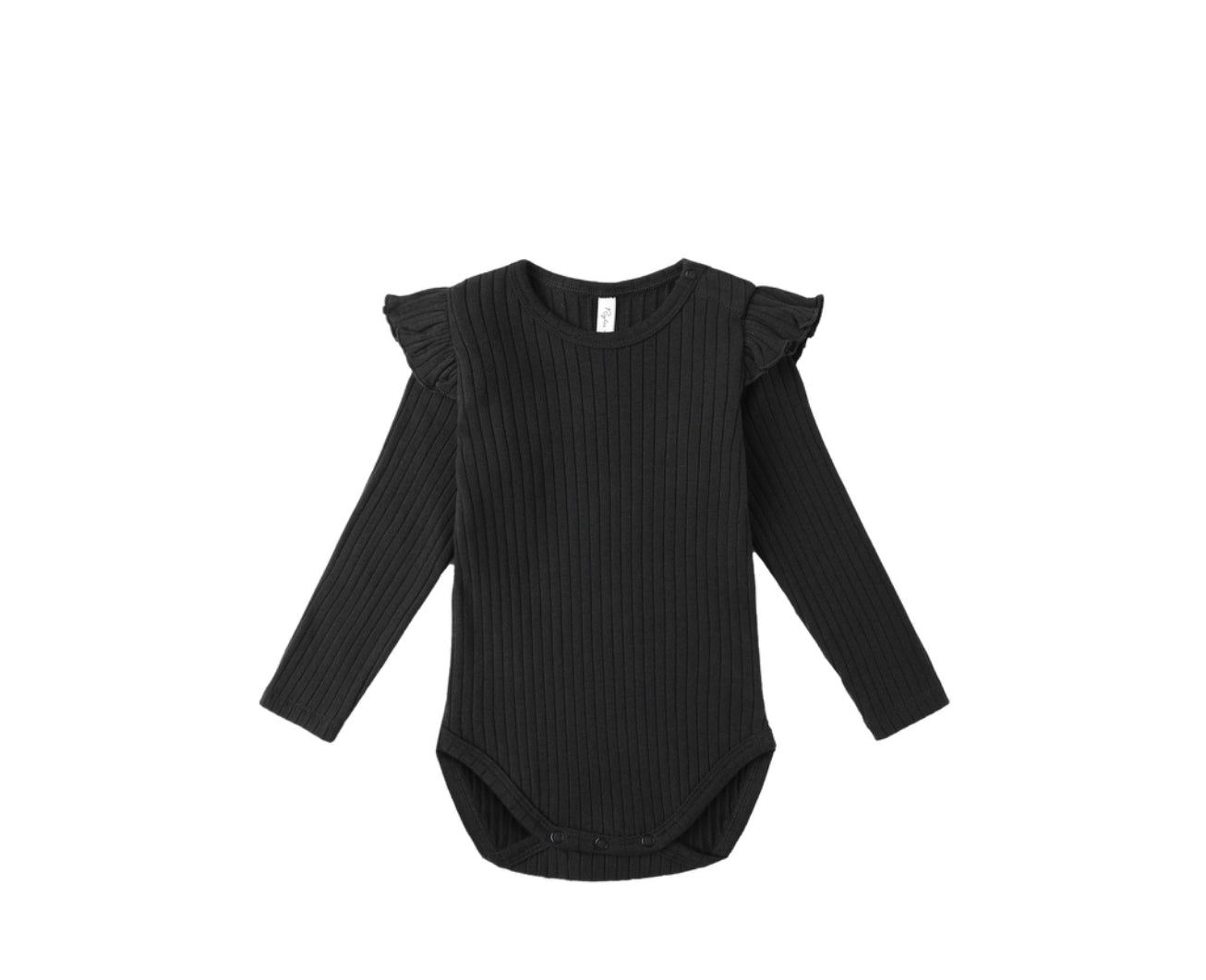 SHOULDER RUFFLE BODYSUIT || BLACK