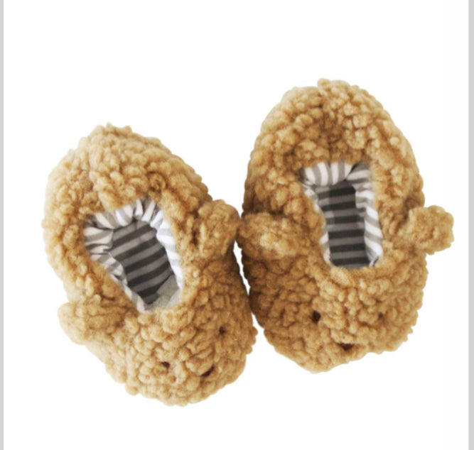 Sherpa Bear Booties Caramel 0-6m