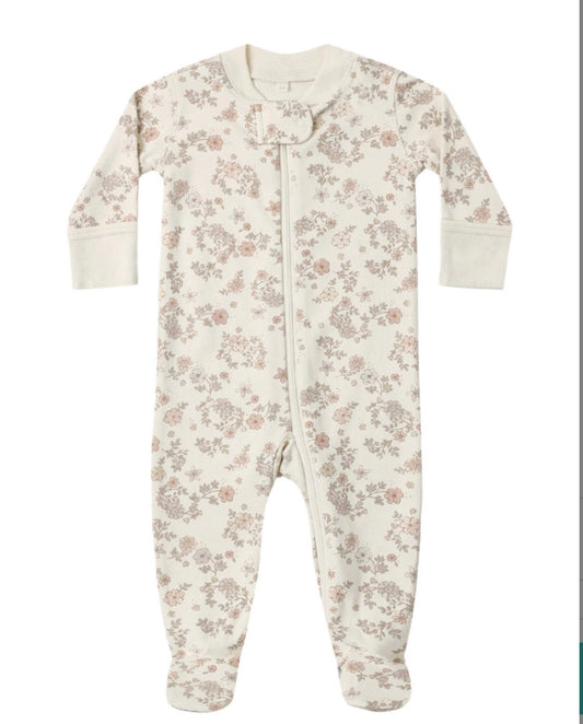 ZIP LONG SLEEVE SLEEPER FOOTIE FLORAL VINE