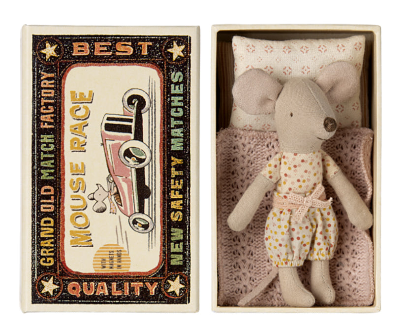 Little Sister Mouse in Matchbox- magnetic hands