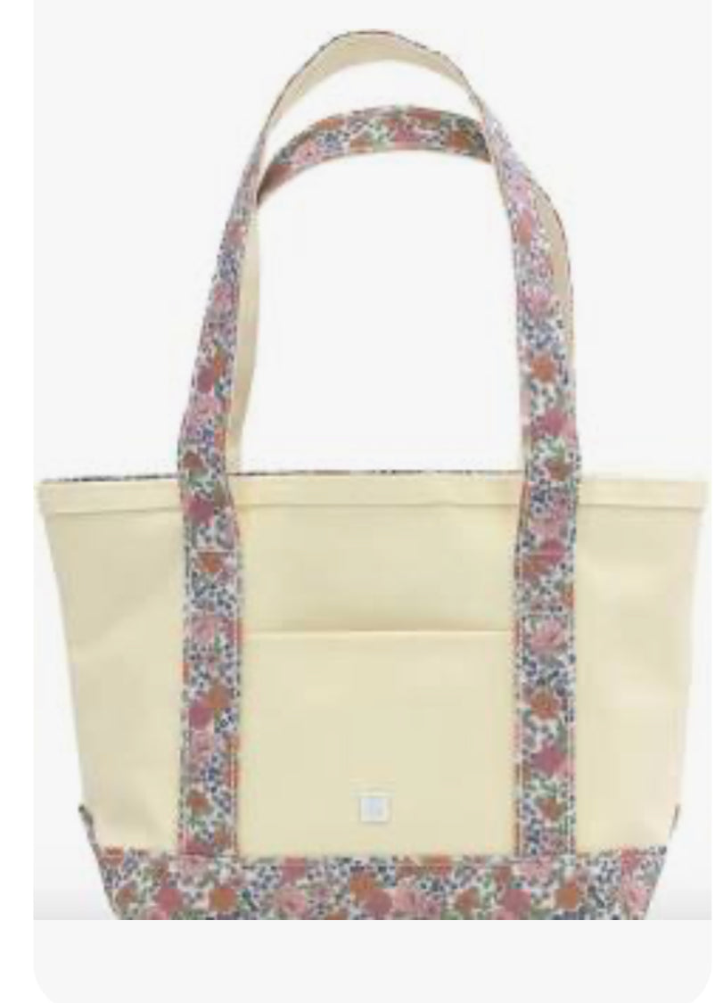 MINI TOTE - COATED CANVAS GARDEN FLORAL TRIM