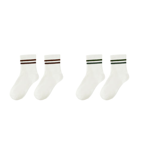 SOCKS STRIPE, SET OF 2 | BROWN + GREEN STRIPE