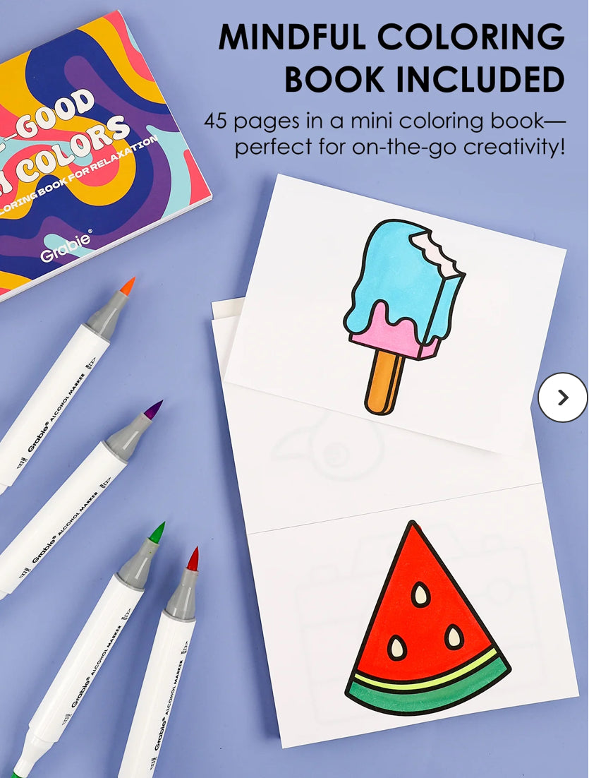 Dual-Tip Alcohol-Based Marker Set Of 48 With Coloring Book