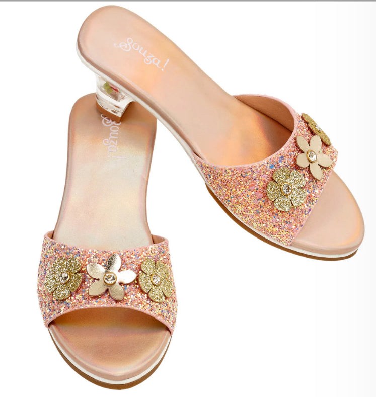Slipper high heel Dress up shoe Clarissa Gold Peach