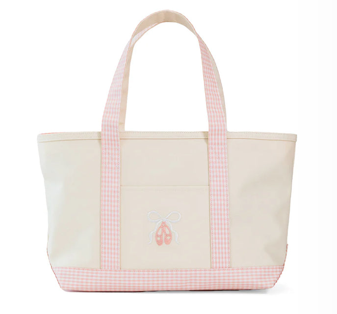 MEDIUM TOTE - COATED CANVAS NATURAL with BALLET TAFFY TRIM