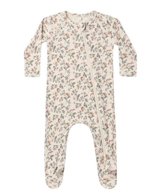 BAMBOO ZIP FOOTIE HOLIDAY FLORAL