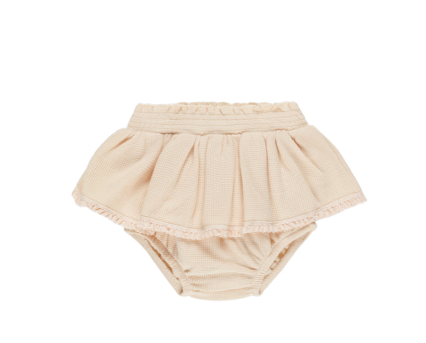 Waffle Long Sleeve Bodysuit + Skirted Bloomer Antique