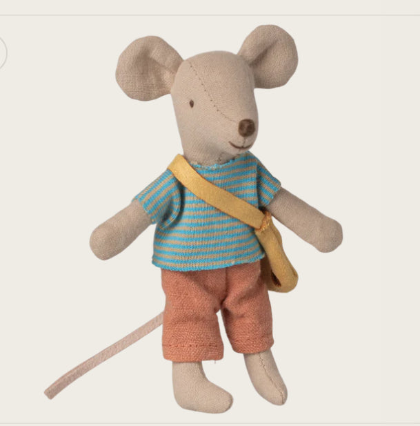 Little brother mouse with bag- magnet hands