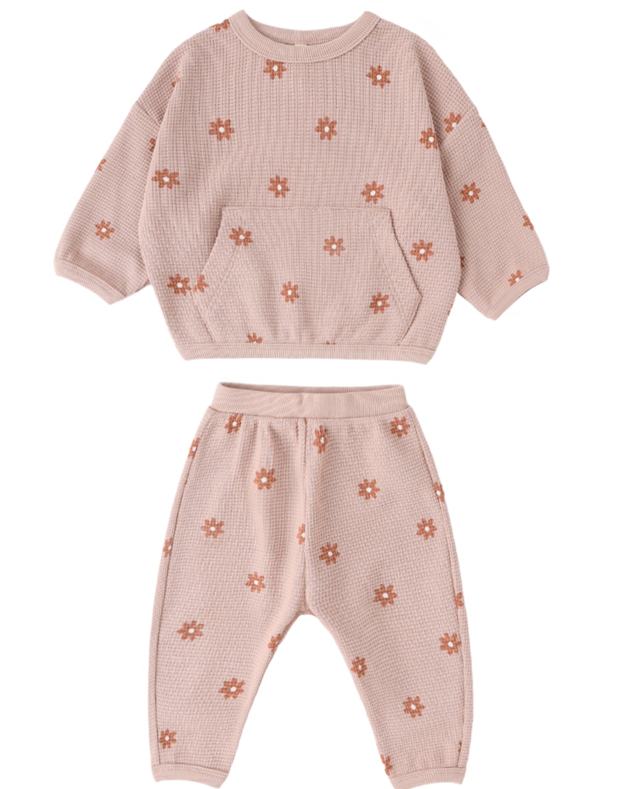 WAFFLE SWEATER SET PINK DAISY