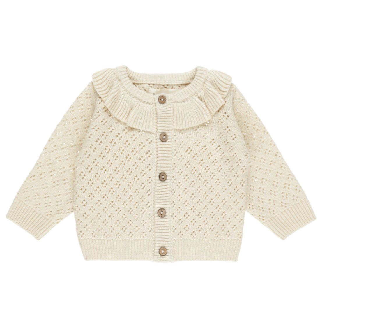 Ruffle Collar Cardigan || Natural