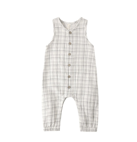WOVEN JUMPSUIT BLUE PLAID