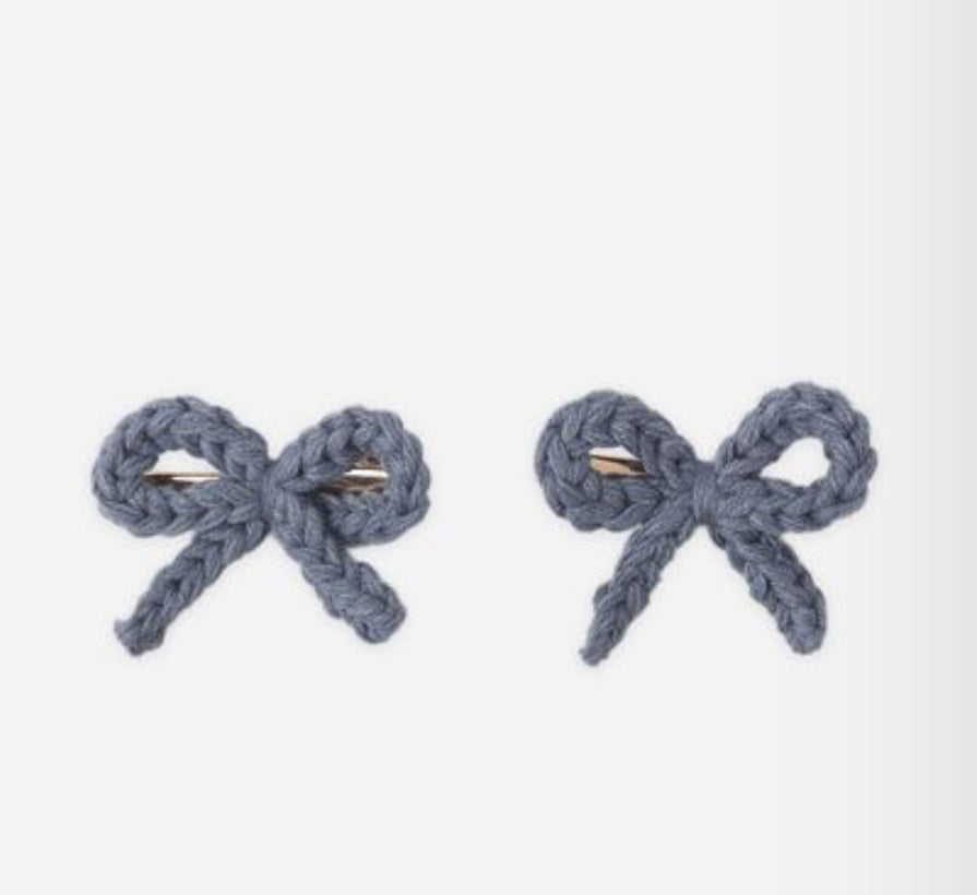 CROCHET BOW CLIP MARINE