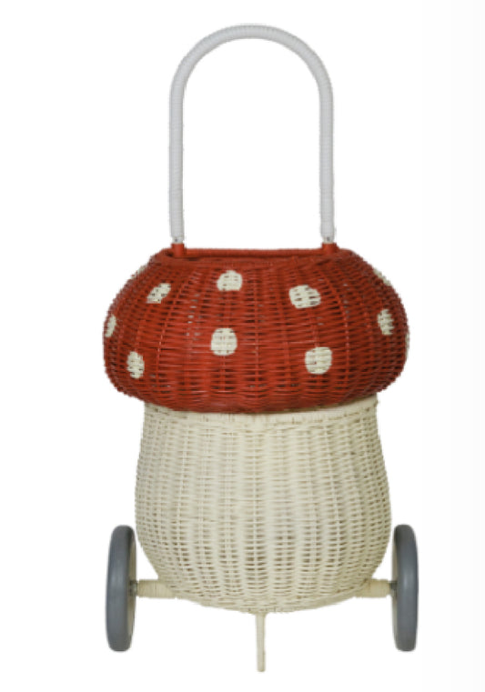 Rattan Mushroom Luggy - Red - Red/white