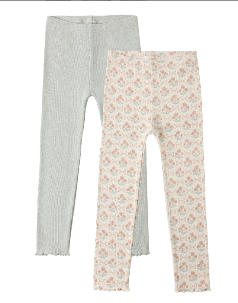 RIBBED LEGGING SET BLOSSOM, HEATHERED SEAFOAM