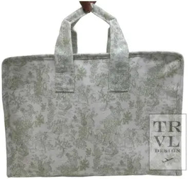 OVERNITE TOTE- Bunny Toile Green