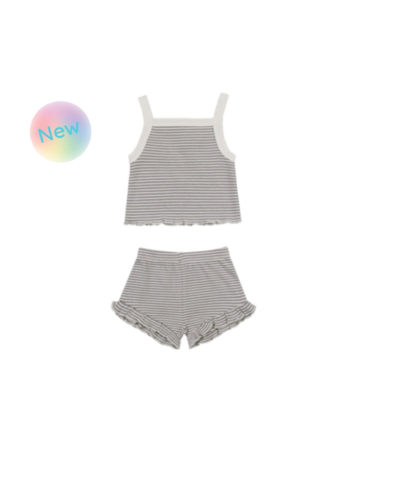EVIE TANK + SHORTIE SET || LAGOON MICRO STRIPE
