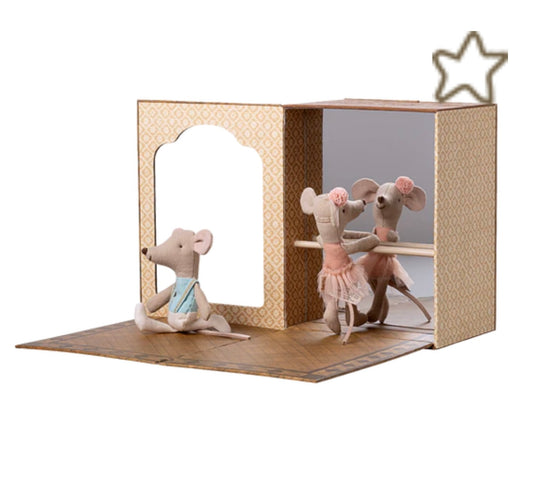 Ballet mice in dance studio, Little sister and brother