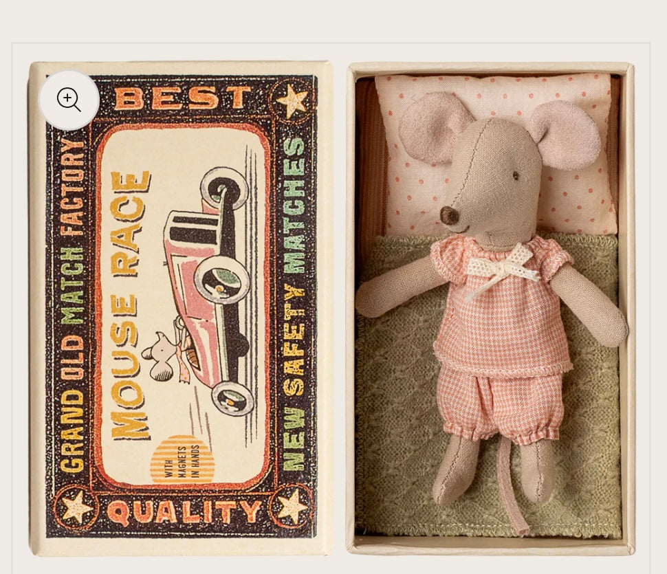 Little sister mouse in matchbox