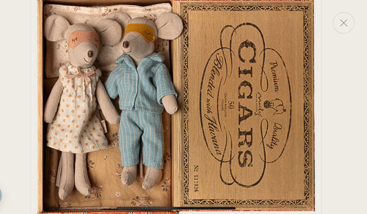 Mum & Dad mice in cigarbox
