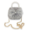 Mesh Bow Furry Purse Beige