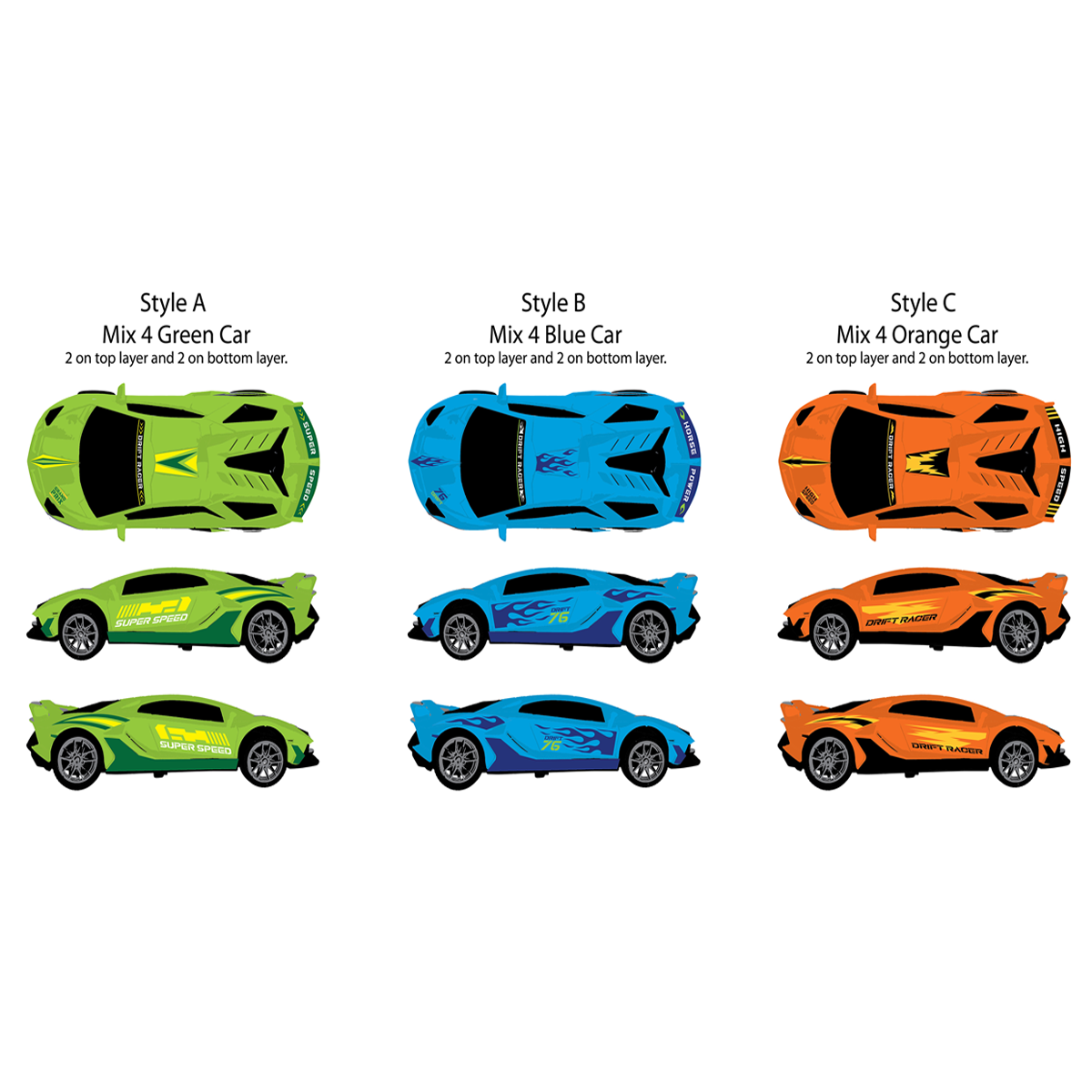 Sideways Drift Racer Friction Car Assortment-