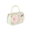 Floral Appliques Tweed Purse: Grey