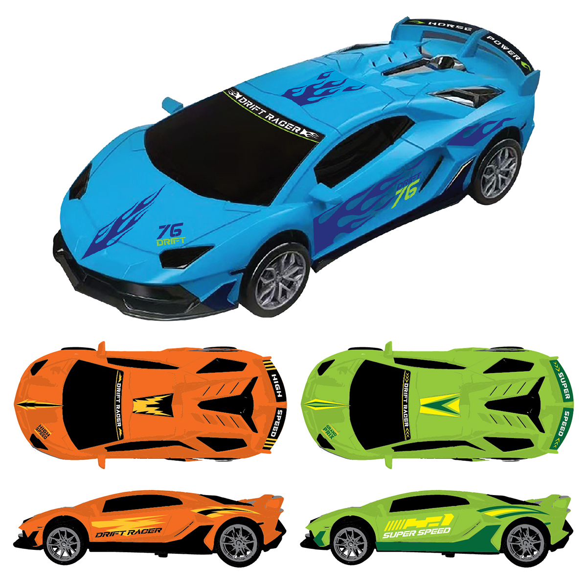 Sideways Drift Racer Friction Car Assortment-