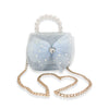 Mesh Bow Furry Purse Beige