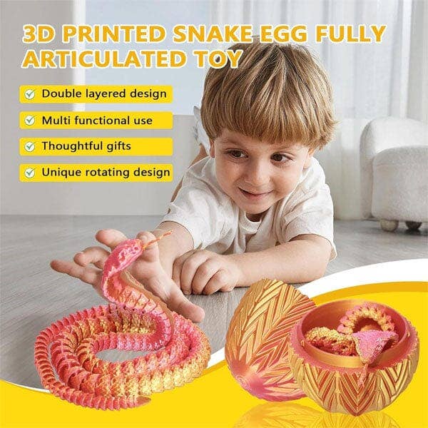 3D Printed Snake Scale Egg Fidget Toy with Egg Included (Multiple Colors): Green/Blue/Purple