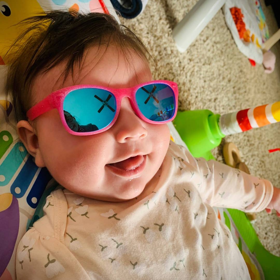Pink Glitter Sunglasses: Baby (Ages 0-2) / Grey Polarized Lens